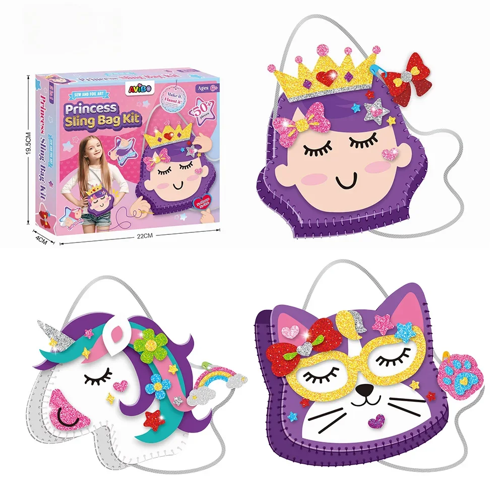 Children's Handmade Craft Kits Non-woven Felt Bag DIY Princess Sling Bag Kit Montessori Parent-child Sewing Early Education Toys