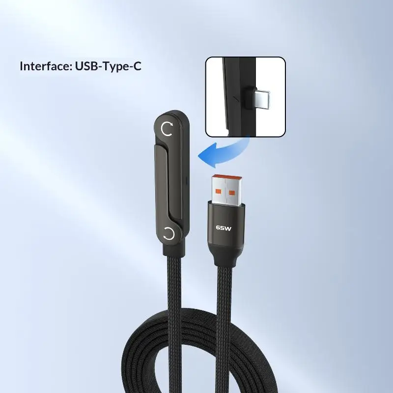 Picture 5: 65W 2 In 1 USB To Type C Cable Type C Fast Charging Desk Holder Cord Foldable Bracket Data Cable For Phone