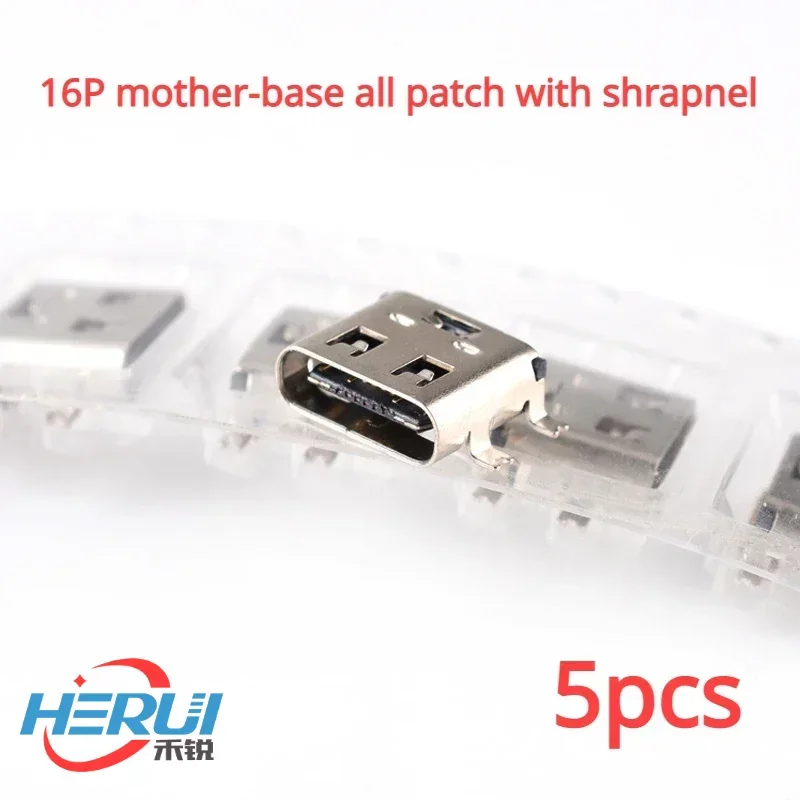 

5pcs USB 3.1 Type-C Female Full SMD 16P with Shrapnel, Socket, Plug, Socket, Transmission Interface