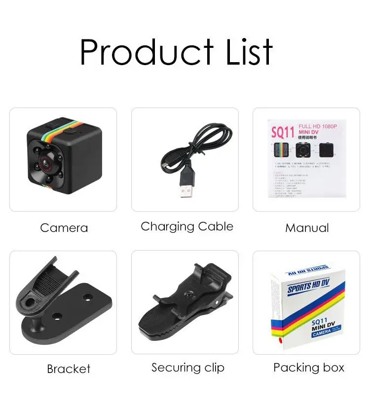 Toopro SQ11 Night Vision Video 720P HD Micro Camera Sport DV Video Ultra Small Cam Security Camera - view 5