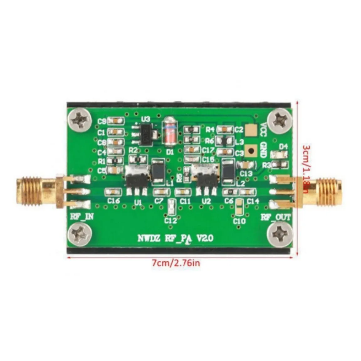 2MHZ-700MHZ RF Power Amplifier 20DB 3W Low Noise Broadband RF Power Amplification Module for HF VHF UHF FM