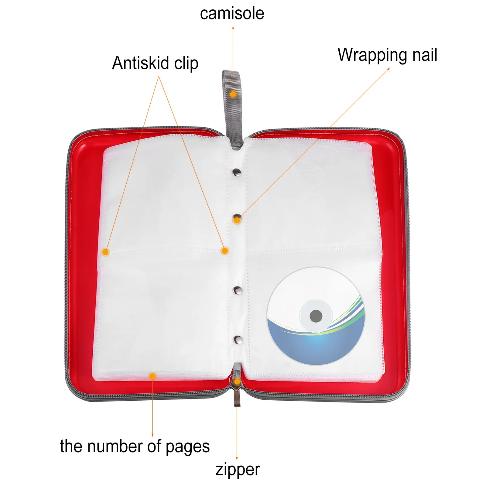 80 Disc Cd Storage Case Premium Plastic Dvd Storage Wallet Zipper Enclosure Scratch Proof Portable Travel Cd Protector Hanging