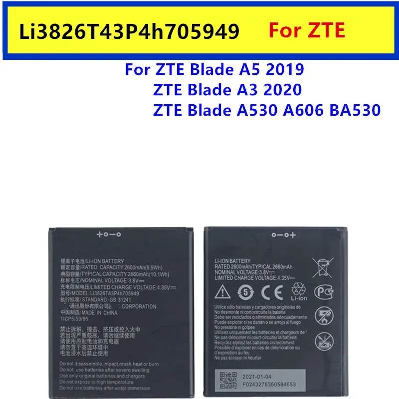 

Battery Li3826T43P4h705949 For ZTE Blade A5 2019 A3 2020 A530 A606 BA530 BA606 Mobile Phone Batteries