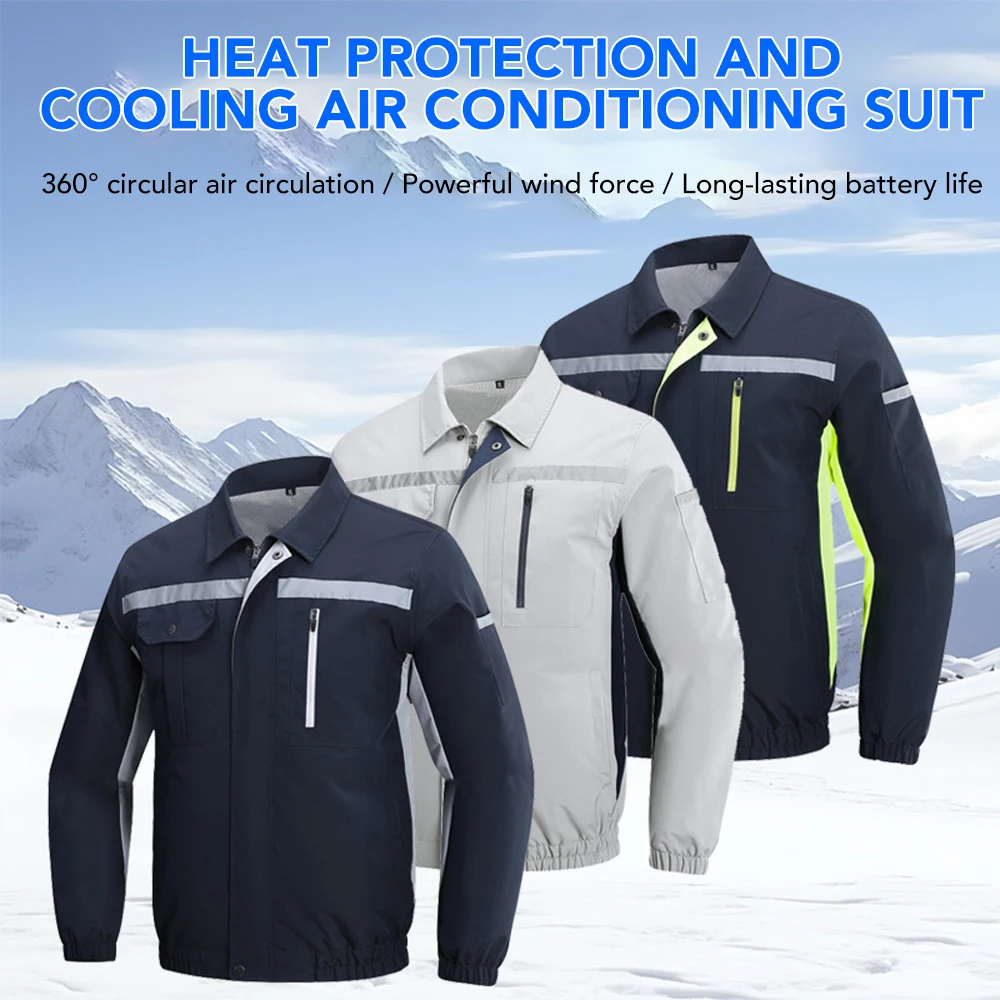 

Summer Cooling Fan Jacket Four Hole Men Women Air Conditioning Refrigeration Clothes with Reflective Stripe Outdoor Work Clothes