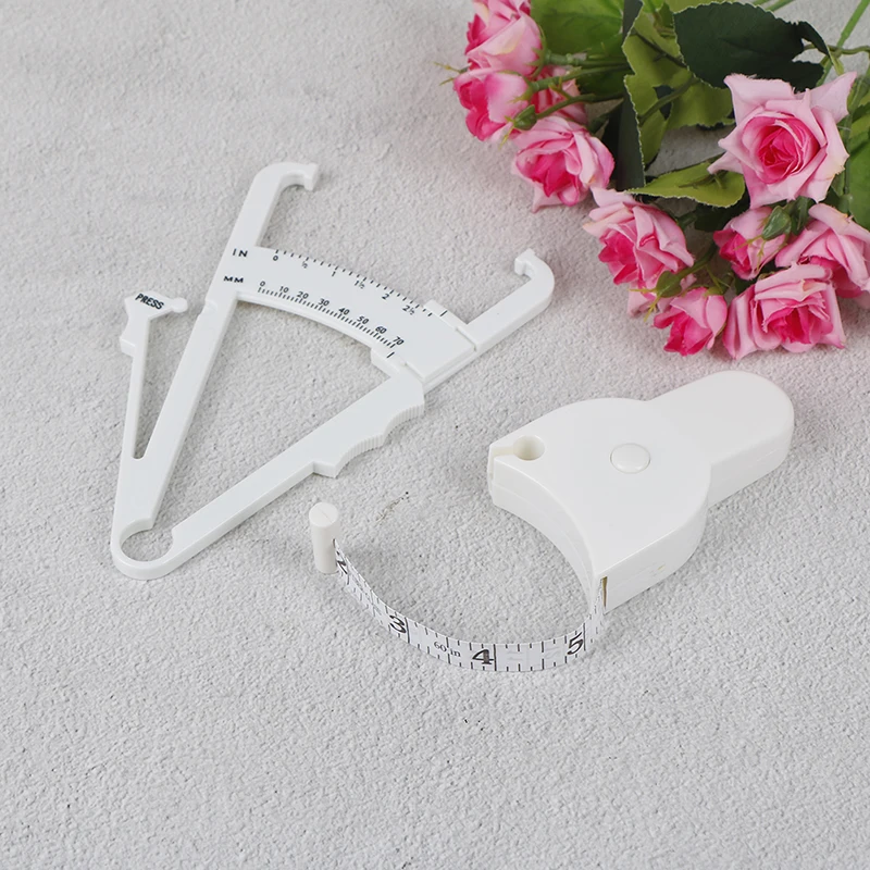 2Pcs/Set White PVC Body Fat Caliper Measure Tape Tester Fitness For Lose Weight For Body Building Portable Fitness Equipmnet