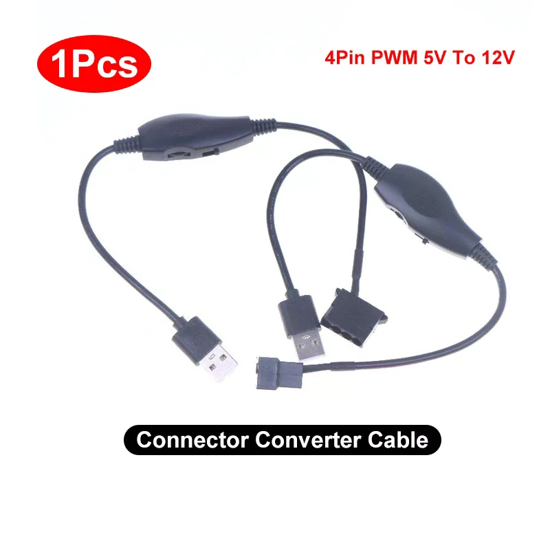 

Usb to 4pin PWM 5V to 12V Boost Line Fan Power Adapter Connector Converter Cable with Adjust Switch