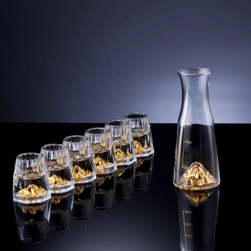 Super Cheap Diamond Cut Crystal Shot Glass Calaite Gold Foil Filling Liquor Vodka Small Wine Cup Sake Spirit Decanter Dispenser