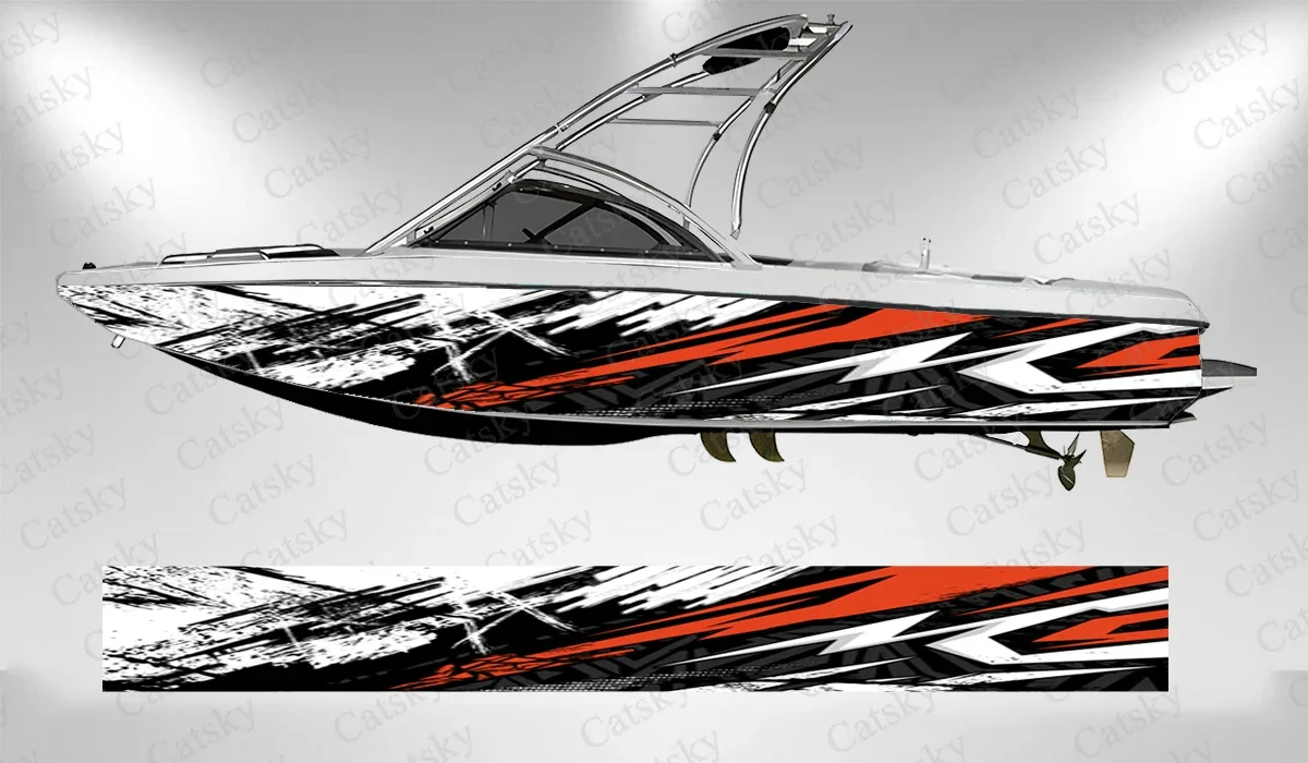 Ink stripes colorful abstract lines Boat wrap sticker vinyl boat for pontoon deck boat fishing self-adhesive decal sticker