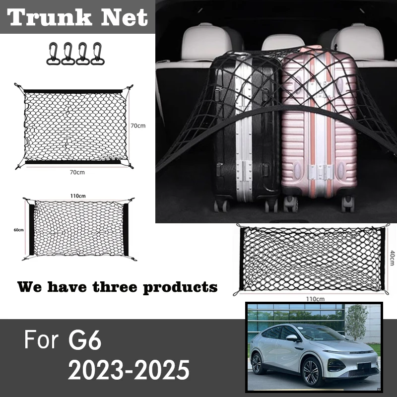 For XPeng G6 Accessories 2026 2025 2024 Car Trunk Nets Seat Elastic String Net Storage Bag Pocket Cage Auto Organizer Bag Tools