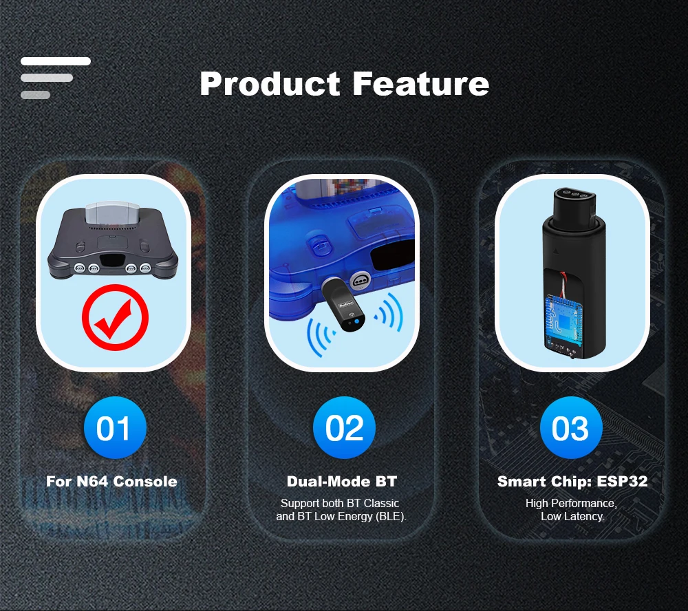 RetroScaler Blueretro Wireless Controllers Adapter For N64 Game Console To PS3/PS4/PS5/Xbox Series X/S Gamepad For Nintendo 64