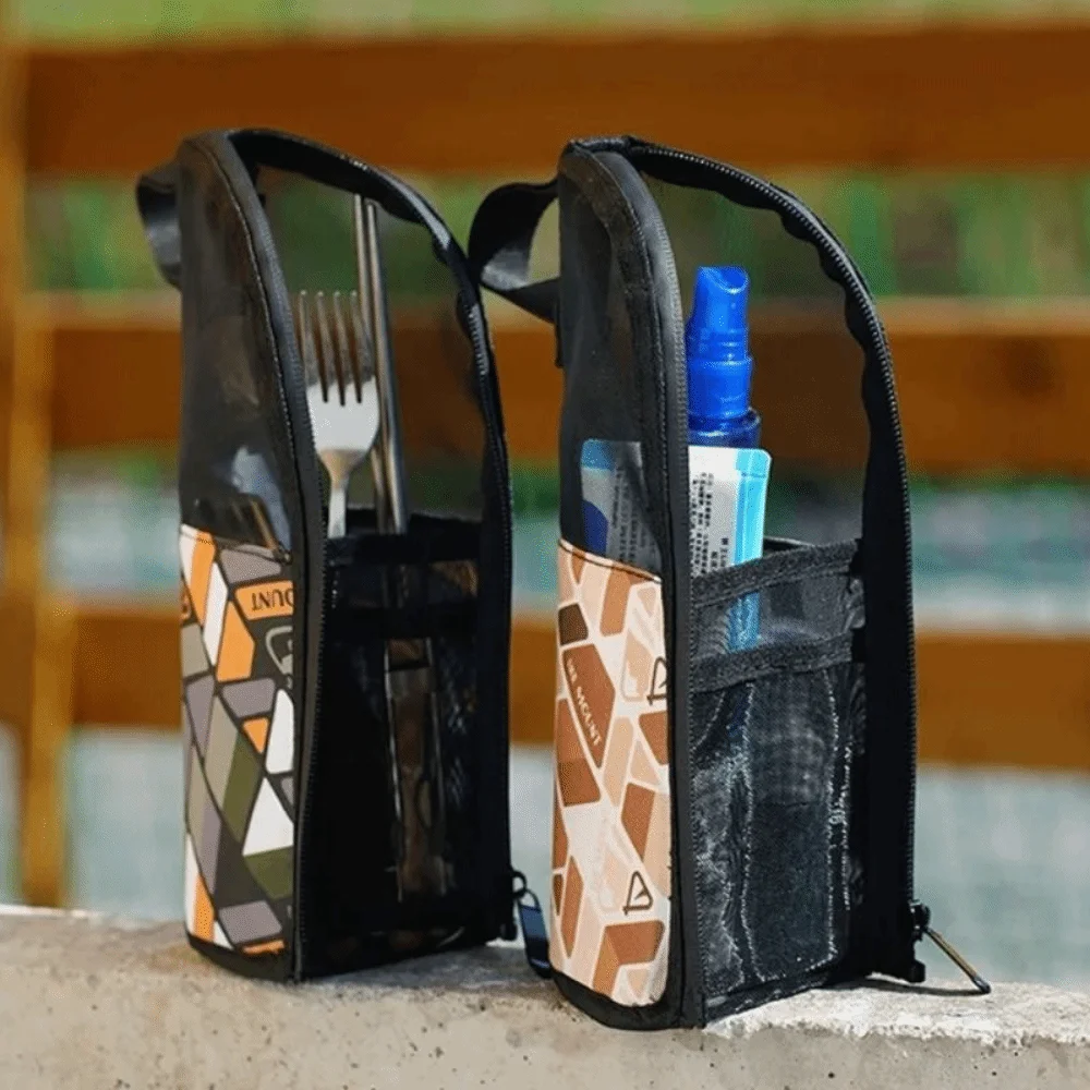 Bolsa portátil PU para cubiertos camping – Cremallera y drenaje - imagen 2