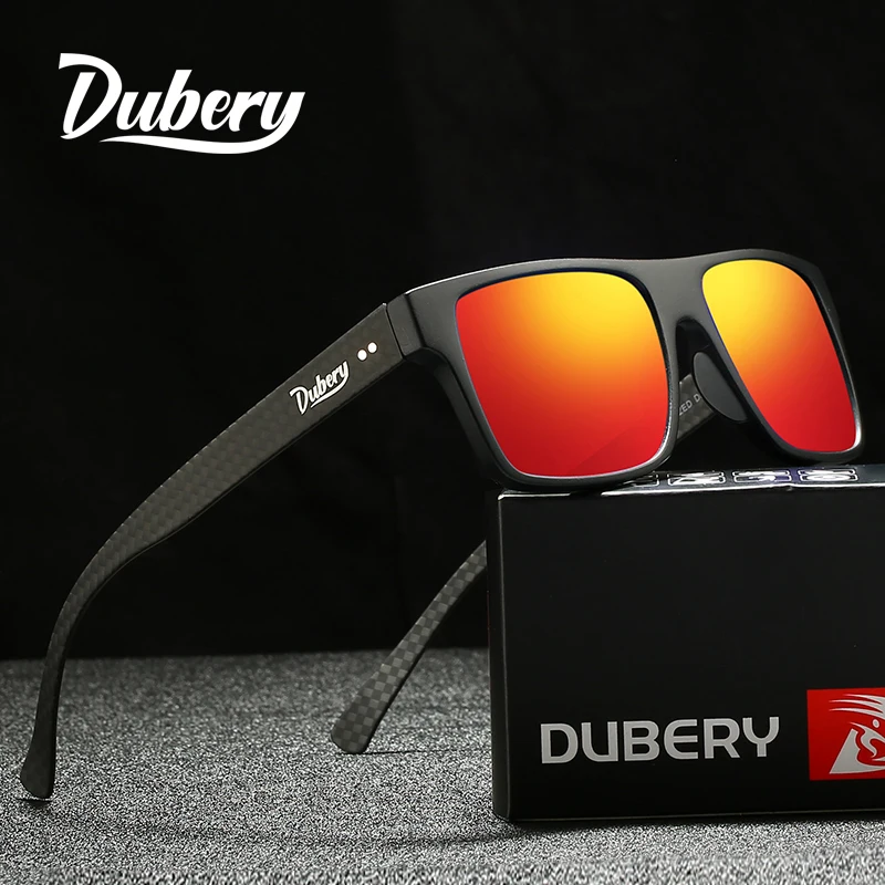 

DUBERY Carbon Fiber Sunglasses Vintage Polarized Men's Sun Glasses For Men Driving Black Square Oculos Male 6 Colors Model 500