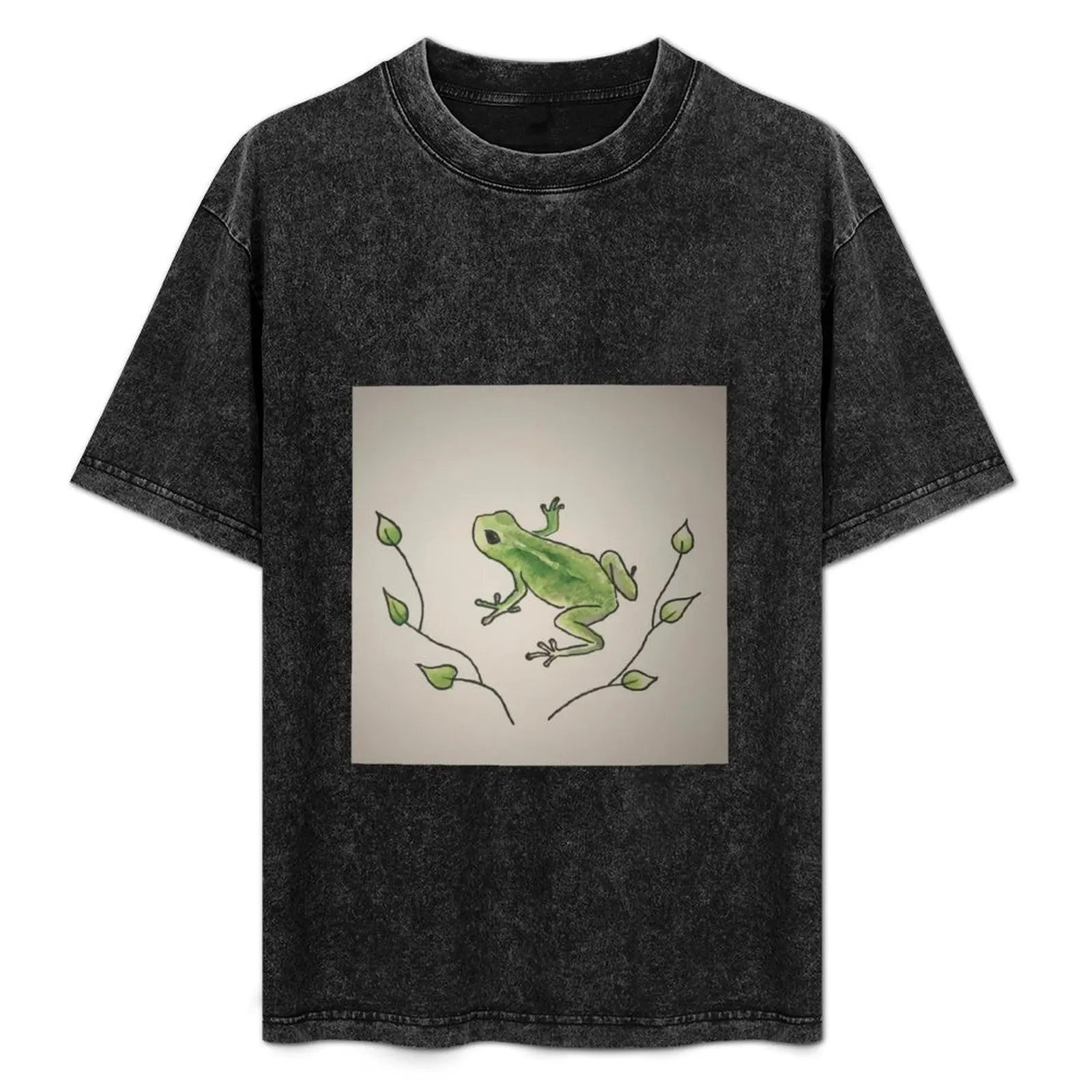 cute frog water color :) T-Shirt customizeds boys animal print plus size tops sports fans tee shirts for men