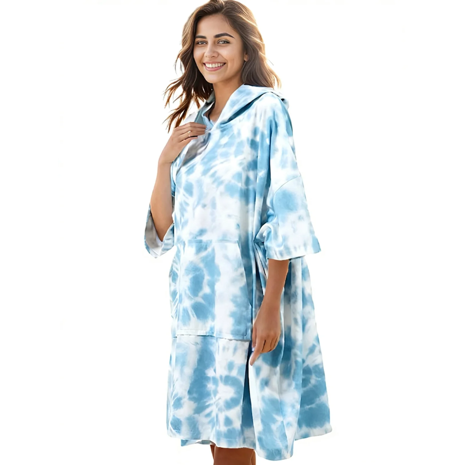 Swim Wrap Robe Soft Absorbent Terry Cloth Hooded Changing Privacy Women Beach Cover Up Plus Size
