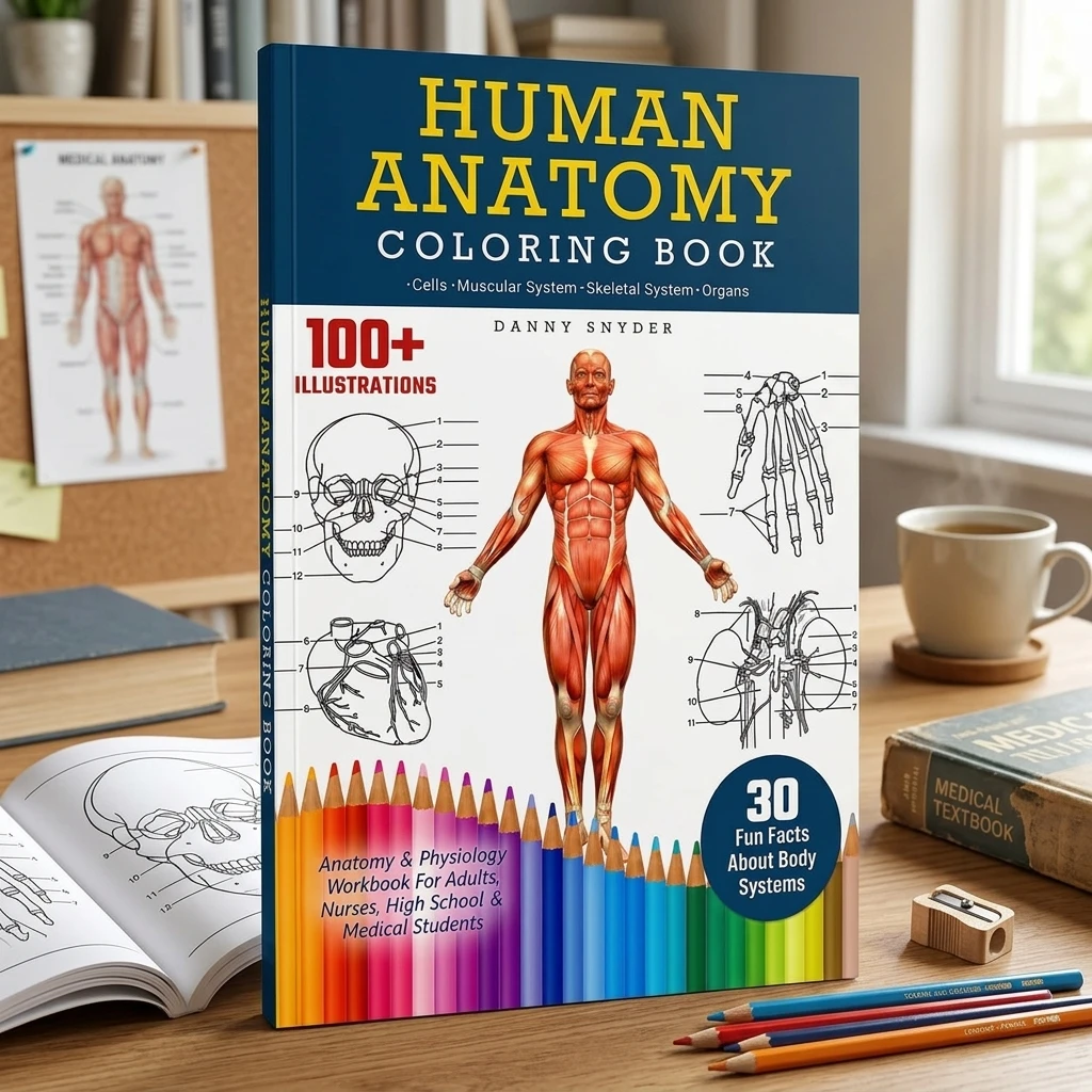 Livre de coloriage à couverture rigide, papier sans bois, pour études médicales, étudiants en soins infirmiers, cahier d'exercices sur la structure du corps humain, livre éducatif