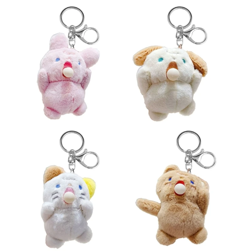 Puppy Bear Schoolbag Pendant Keychain Blowing Bubble Bear Funny Sweet Bear Cartoon Charm for Boys Girls Vending Machine W3JF