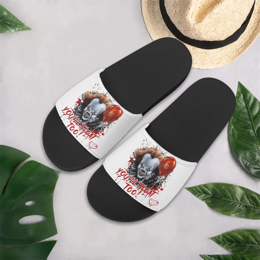 INSTANTARTS  Unisex Home Slippers Pennywise Horror Movie Killer Slippers Sandals Mute Soft Flip Flop Couple Non-slip Sandalias