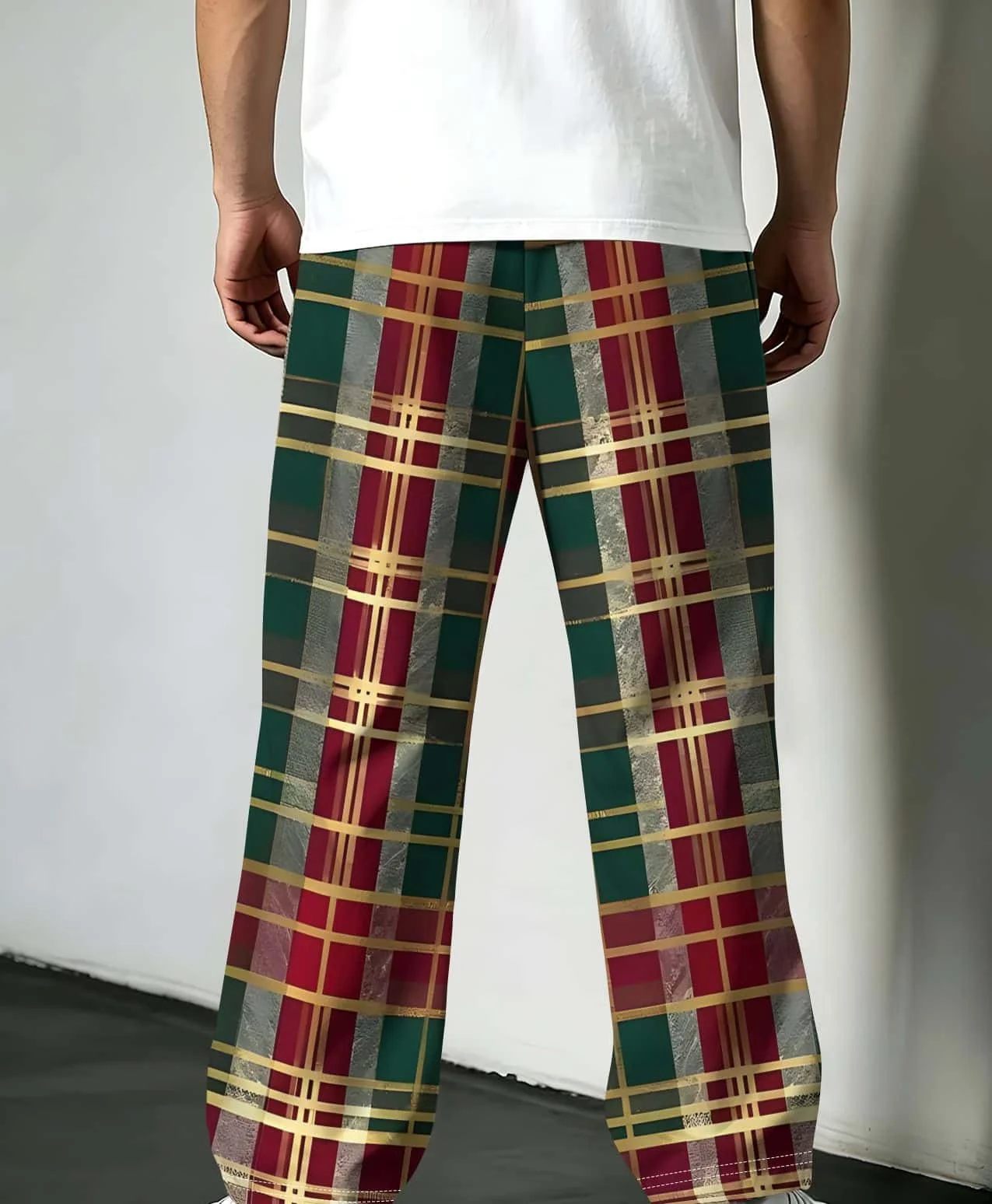 British Style Colorful Plaid Casual Sports Quick Drying Pants for Couples, Lightweight Straight Leg Outdoor Vacation Pants