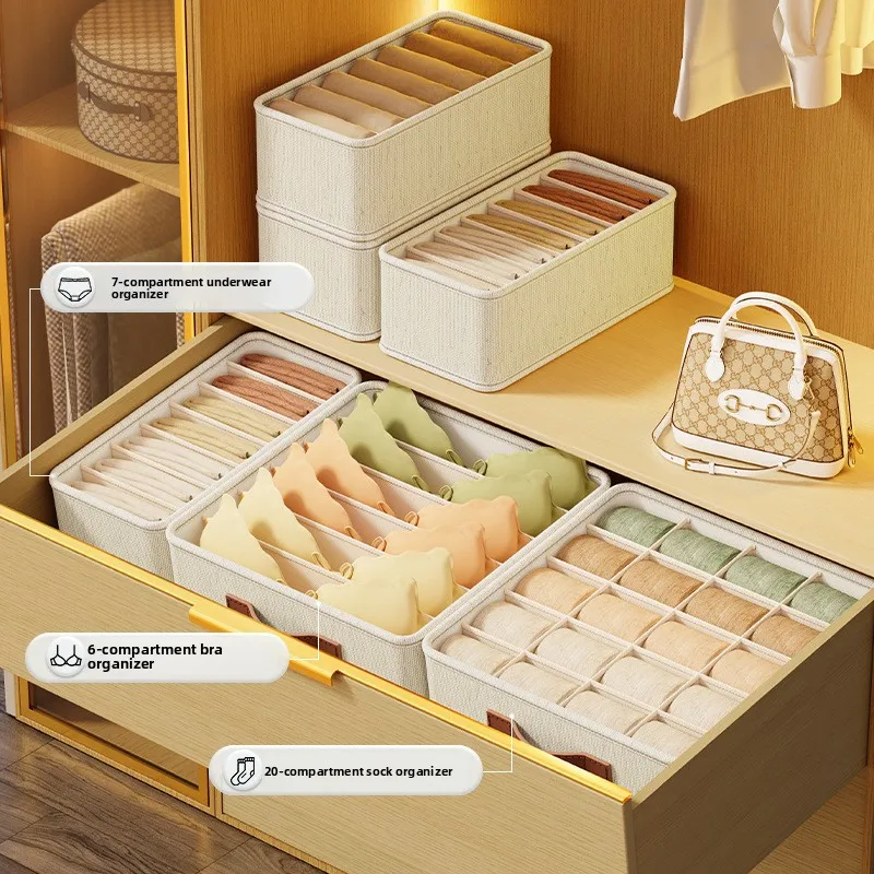 Tianshan Hemp Underwear Storage Box Bedroom Multi-functional Drawer Storage Underwear Wardrobe Dormitory  Special Underwear Box