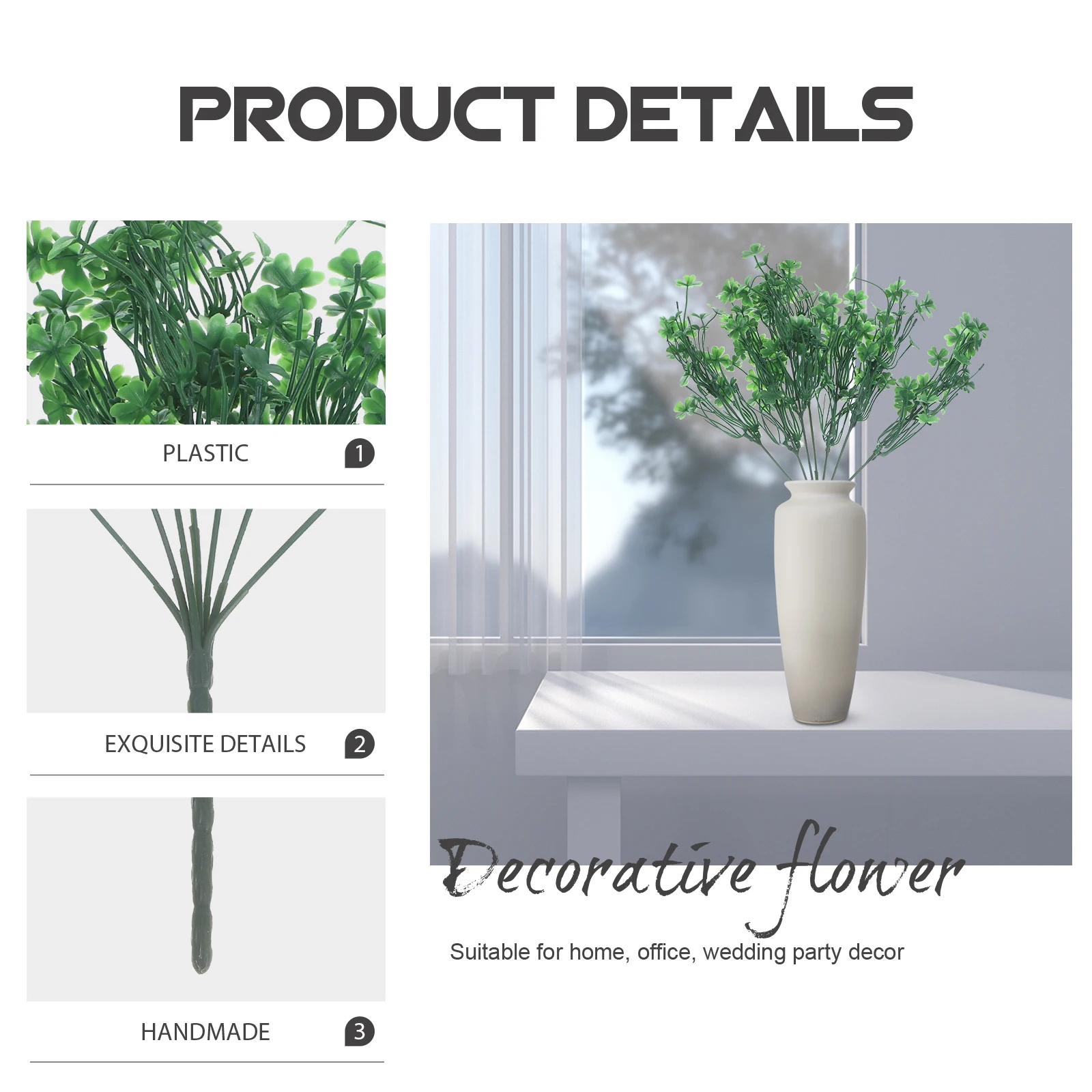 

1pc Four Leaf Clover Decor Plastic Simulation Clover For Home Wedding Party Decorations Interior Exterior Arrangements Green