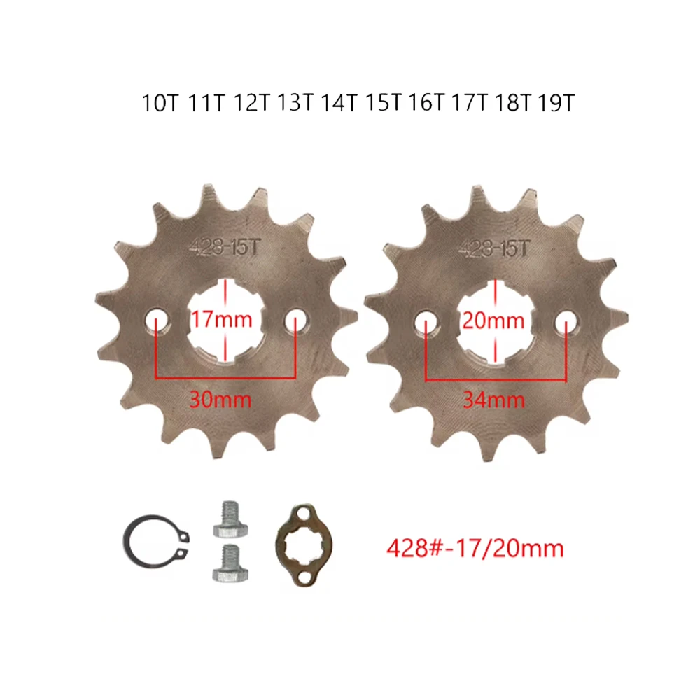 17 20mm 10T-19T Front Engine Sprocket For KAYO BSE SSR SDG Dirt Pit Bike ATV Quad Go Kart Moped Scooter Motorcycle 428# Chain