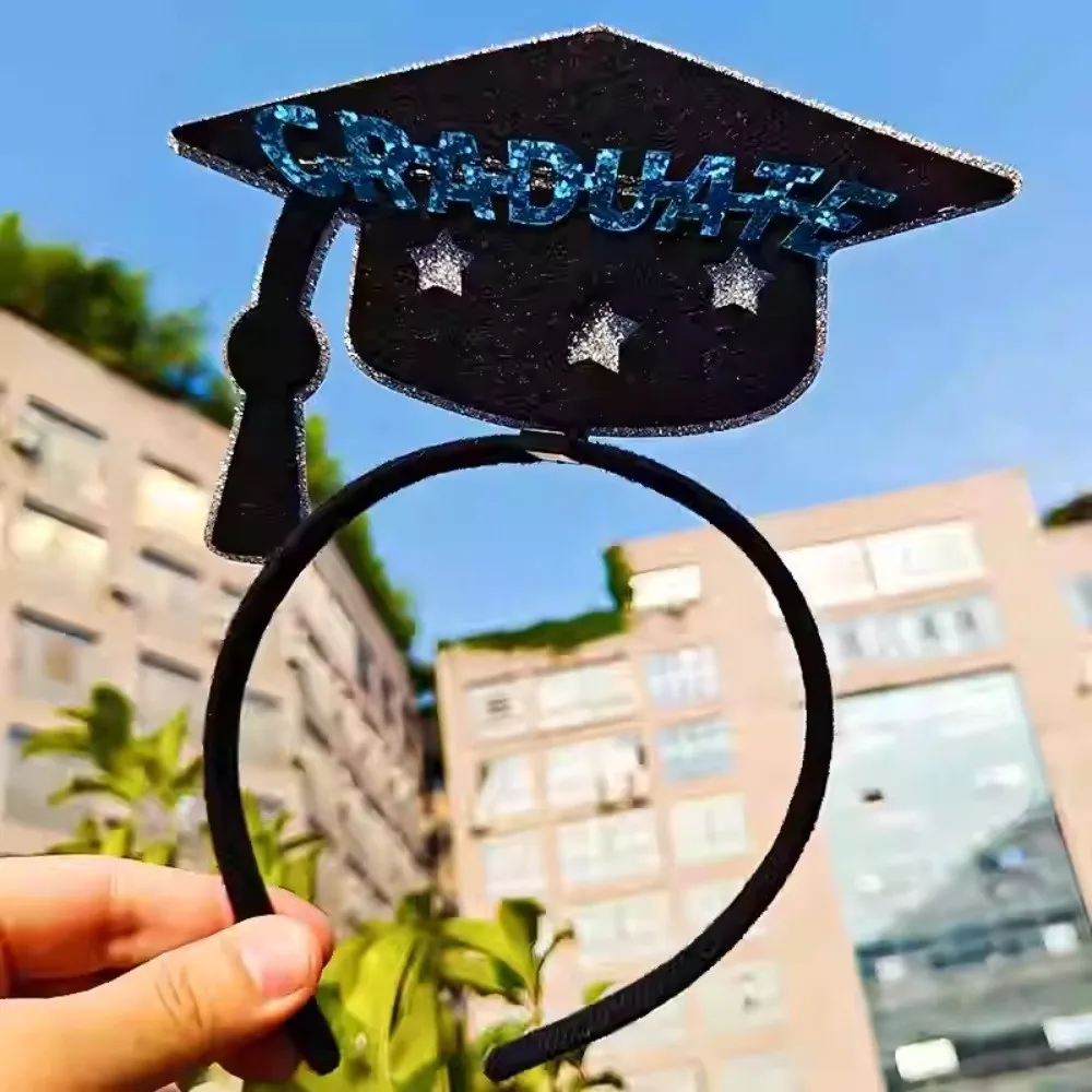 

Celebrate Graduation Cap Headband Colorful Non-slip Grad Cap Headband Personality Shiny Doctoral Hat Headdress Graduation Party