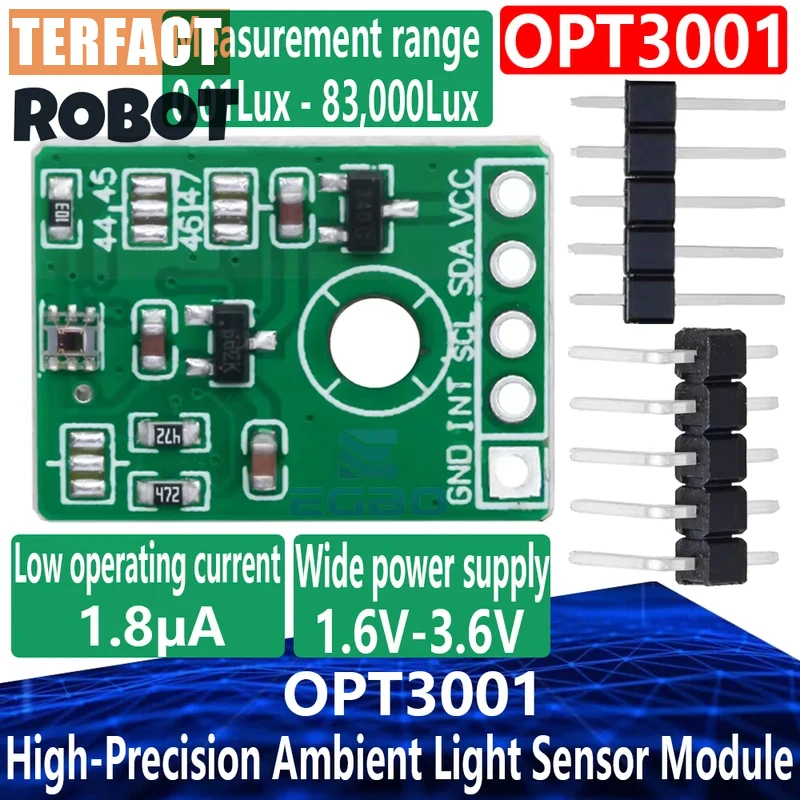 1~10PCS OPT3001 1.6V-3.6V 83,000Lux High Precision Ambient Light Sensor Module Illuminance Meter I2C for Arduino