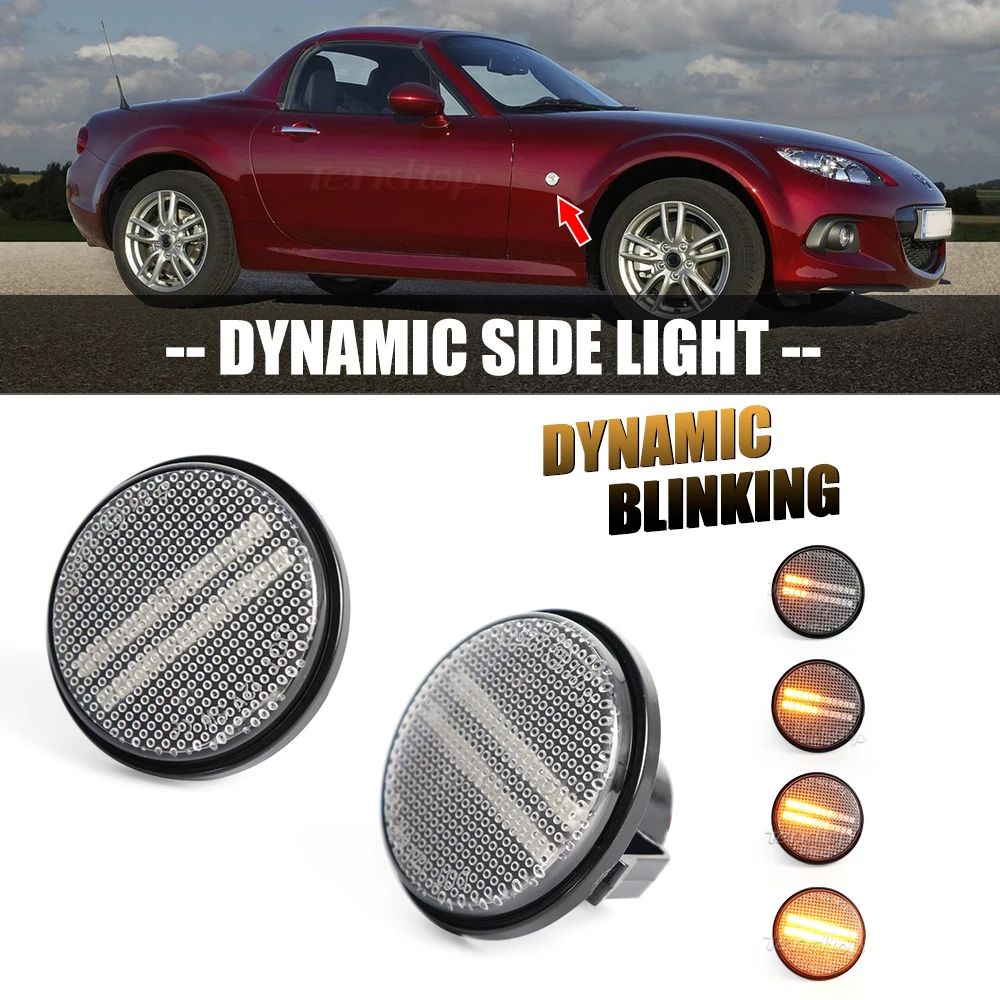 2pcs Dynamic Side Marker Turn Signal Light Sequential Blinker Lamp For Mazda MX5 Miata Mk1 Mk2 Mk3 1989-2015 Na Nb Nc