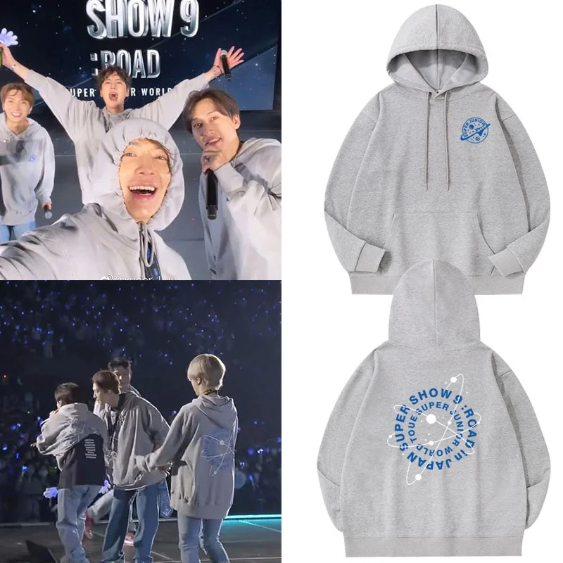 

SuperJunior2023 SUPER OW9 Hoodie Loose Fit Pullover Sweatirt Geometric Print Casual Wear for Teens Spring Autumn Winter