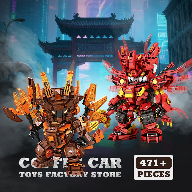 2 In 1 Zodiac Animals Robots Building Bricks Set Action Figure Transform Horse Warrior Blocks 3D Model Children Toys Adult Gifts