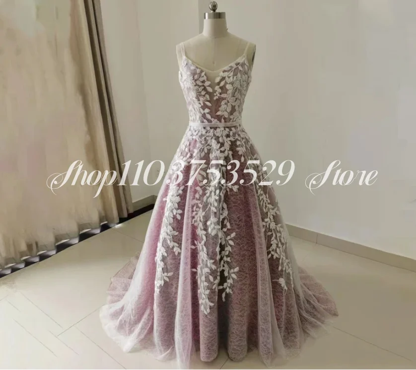 Dazzling Bridal Wedding Dresses Customised Deep V Back Embroidered Lace Boho Wedding Dresses Deep V Back vestidos de fiesta