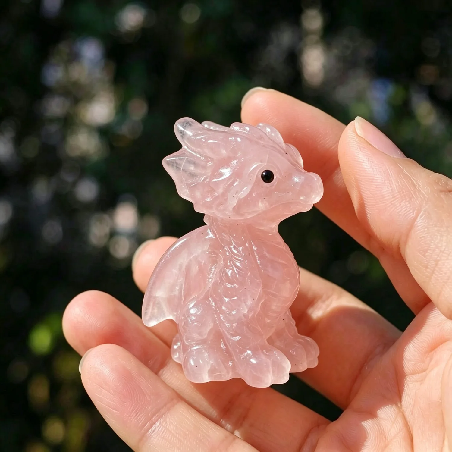 Natural Rose Quartz/Xiuyan Dragon Figurine, Hand Carved Crystal Dragon Statue, Home Desktop Decor Collectible Ornament Gift