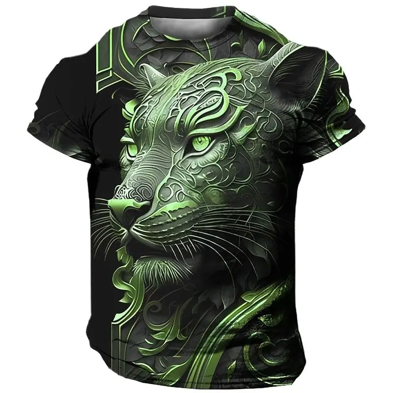 Summer Fashion Cool Tiger graphic t shirts For Men Personality Casual Animal Pattern Printed Oversized O-neck streetwear Tees