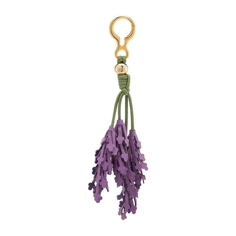 Lavender tulip tomato strawberry pea pods leather charm fashion high-end keychain exquisite workmanship bag accessories