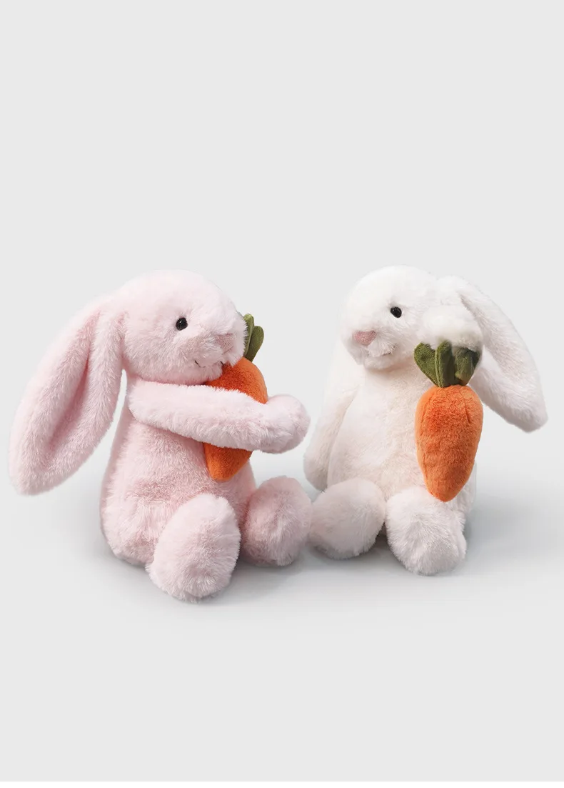 Neues Plüsch-Kaninchen-Spielzeug mit Blumenohren und Kuchenhaltendem Kaninchen – Niedliche Dekopuppe, Weiches Geburtstagsgeschenk für Kinder – Detail 6