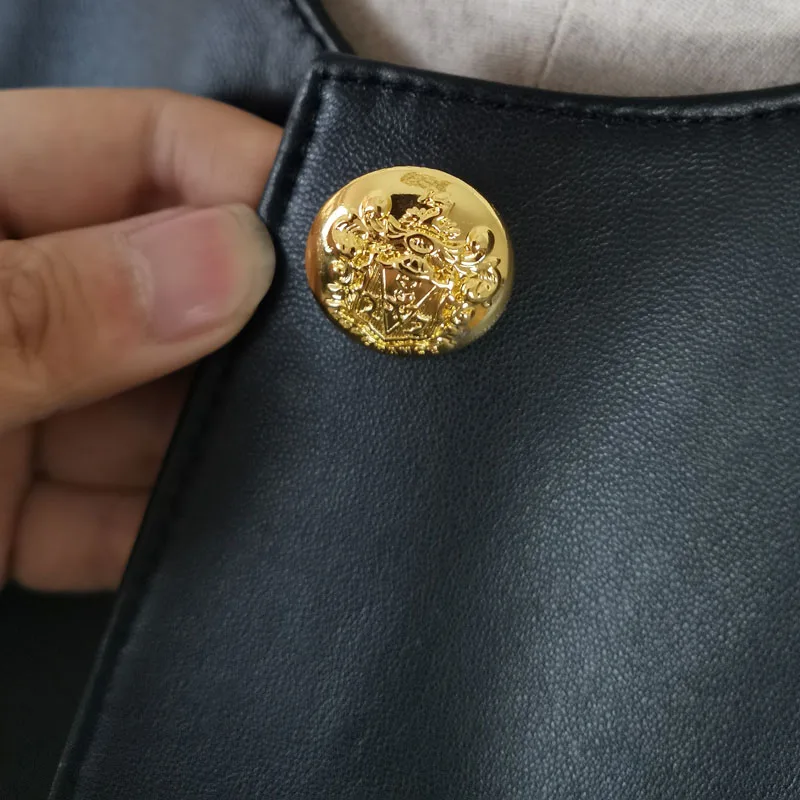 cappotto da donna primavera giacca in vera pelle o-collo colletto vestiti femminili vera pelle di pecora di alta qualità