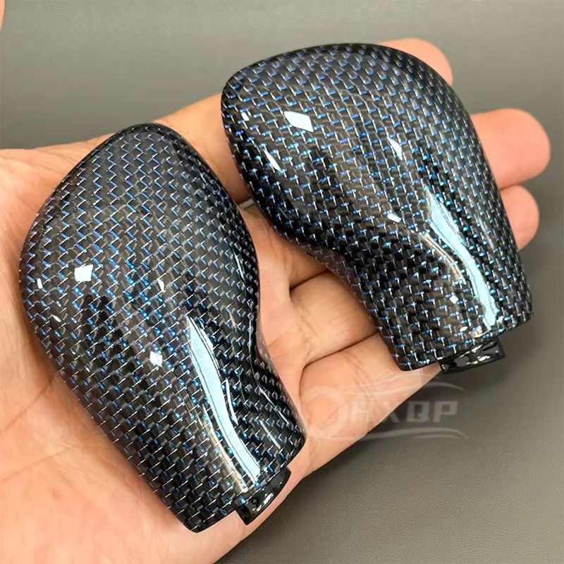 Leder-Schaltknauf-Seitenabdeckung mit DSG-Emblem für VW Golf 6 7 R GTI Passat B7 B8, Upgrade mit rotem geschmiedetem Carbonfaser-Material