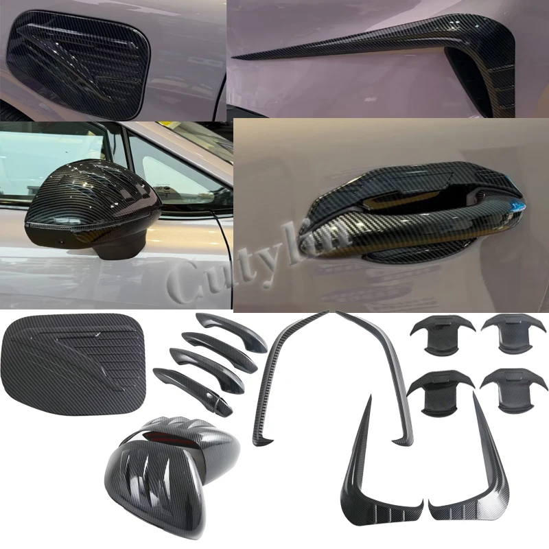 ل MG 4 MG4 EV 2026 2027 ABS ألياف الكربون الملحقات الخارجية غطاء خزان الغاز مقبض الباب وعاء مرآة الرؤية الخلفية غطاء الكسوة #1