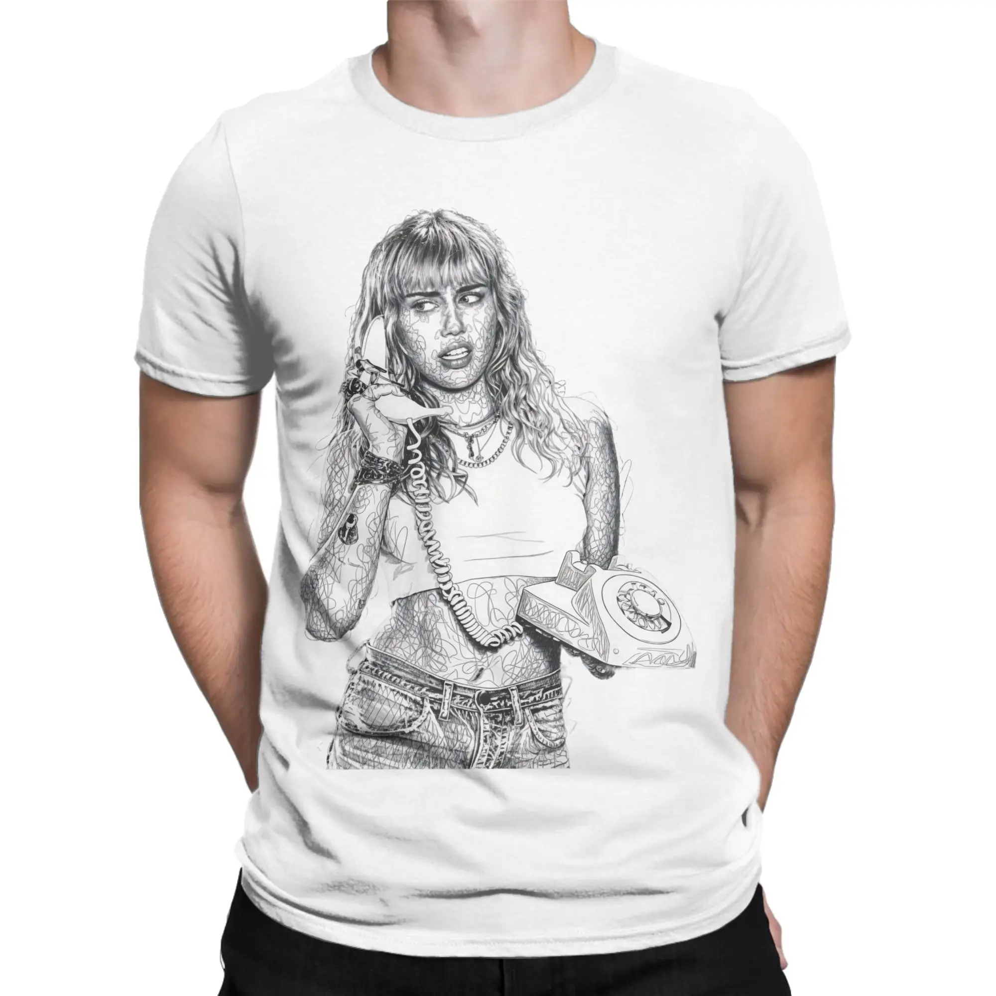 Camisetas com estampas de Miley Cyrus, para homens e mulheres. Camisetas de algodão com design divertido, gola redonda, manga curta. Roupas em tamanho