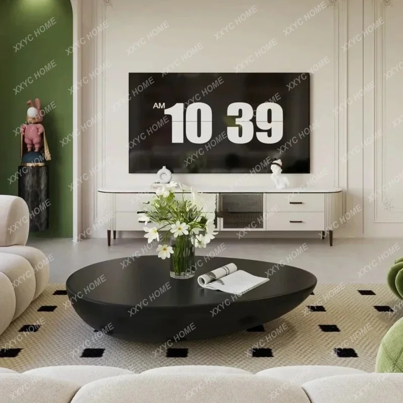 

Modern simple cream style coffee table living room household small table small apartment minimalist creative tea table