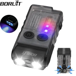 BORUiT V20-1 Keychain EDC Flashlight Type-C Rechargeable Work Light 365nm UV Flashlight With Magnet Beep Camping Pocket Lantern