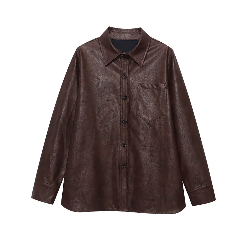 2025 Frühherbst neue alte PU-Leder-Revers lässig lose und dünne Lederjacke im amerikanischen Stil