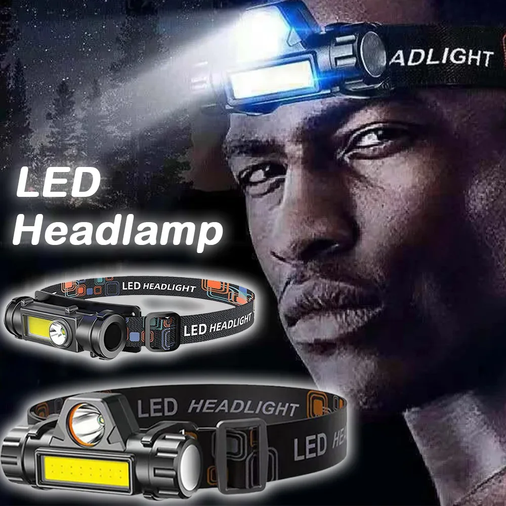 

Strong Light Mini Headlamp Outdoor Waterproof LED Headlamps USB Charging XPE COB Dual Light Sources Work Light Magnetic Headlamp