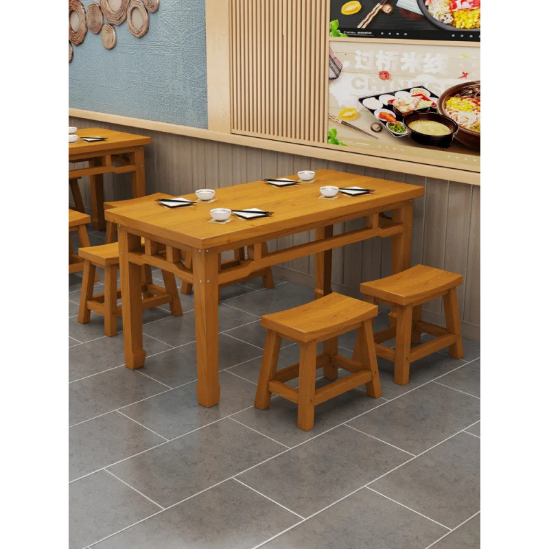 

Solid wood carbonized dining table and chairs table and chairs noodle shop snack bar snack restaurant dining table restaurant