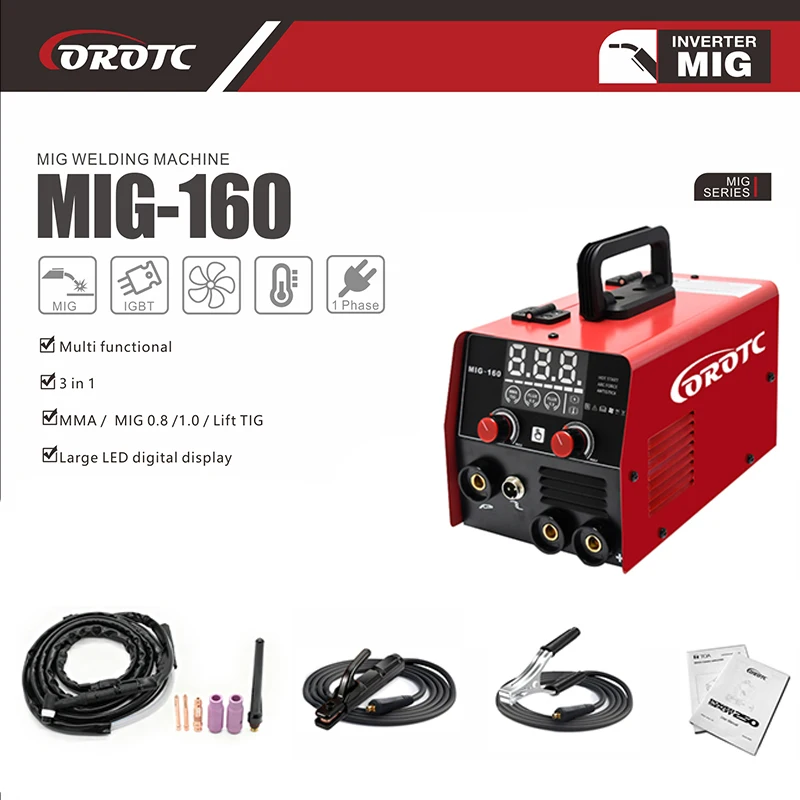 3-in-1 Inverter Welder Machine, Multi Process MIG/Lift TIG/MMA Welder, 110V/220V Dual Voltage, Portable for Carbon Steel