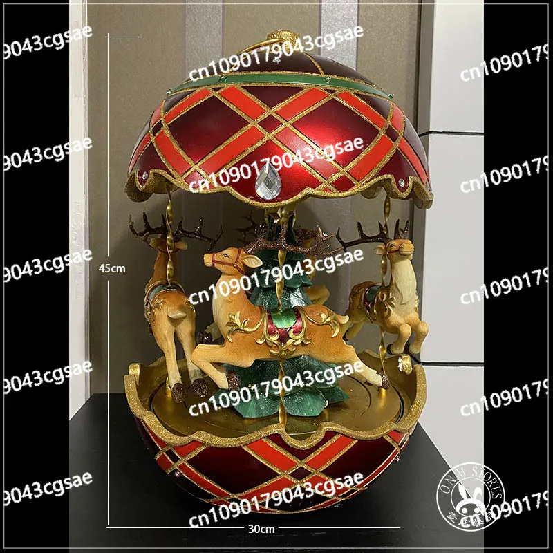 Free Shipping, Export Tail Goods, Rotating Deer, Music Box Ornament, Christmas and New Year Gift Ornament, Carousel Resin.