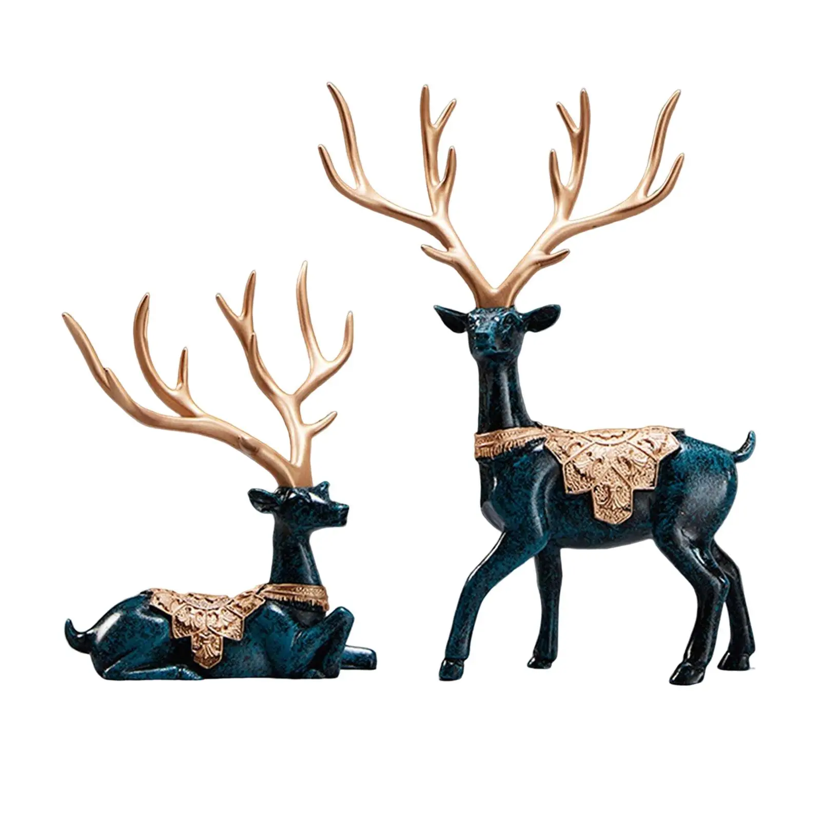 Nordic Style Couple Deer Statue, Deer Figurine Reindeer Sculptures Good Decor for Office Desktop Shelf Home Decor