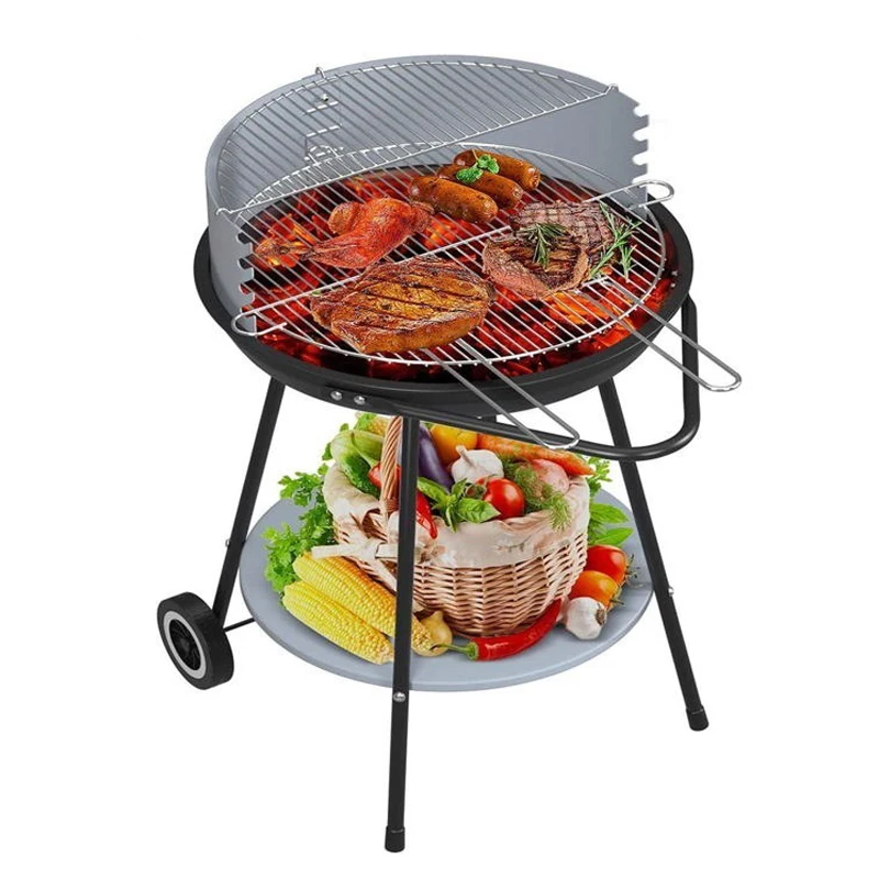 Camping Barbecue Grill Portable Round Outdoor Heating Stoves Multifunction Picnic BBQ Rack Charbroiling Device