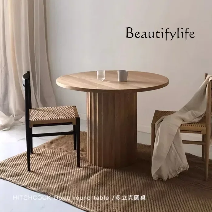 

Nordic Solid Wood Small round Table Dining Log Simple Restaurant round Coffee Table Conference TableA