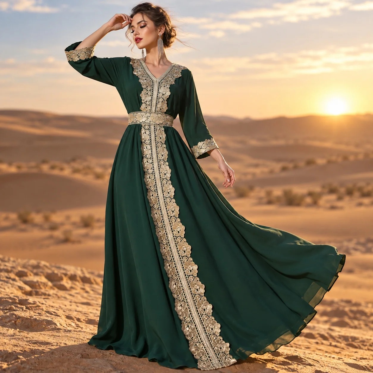 Bonded Single Dress with Flared Hem Private Celebrity Style a Line Skirt Patchwork Loose Waist Long Sleeve Spring for Women